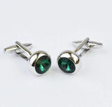 iGame Green Stone Cuff Links Silver Brass for Men
