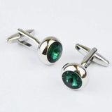 iGame Green Stone Cuff Links Silver Brass for Men