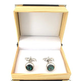 iGame Green Stone Cuff Links Silver Brass for Men