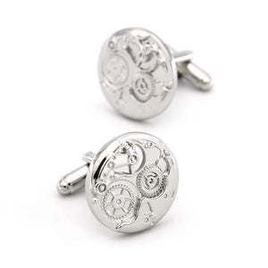 iGame Silver Brass Watch Movement Cufflinks