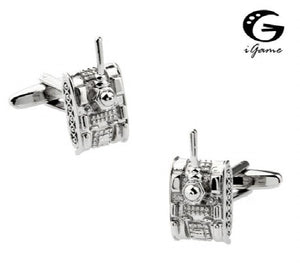 iGame Tank Cuff Links Silver Brass War
