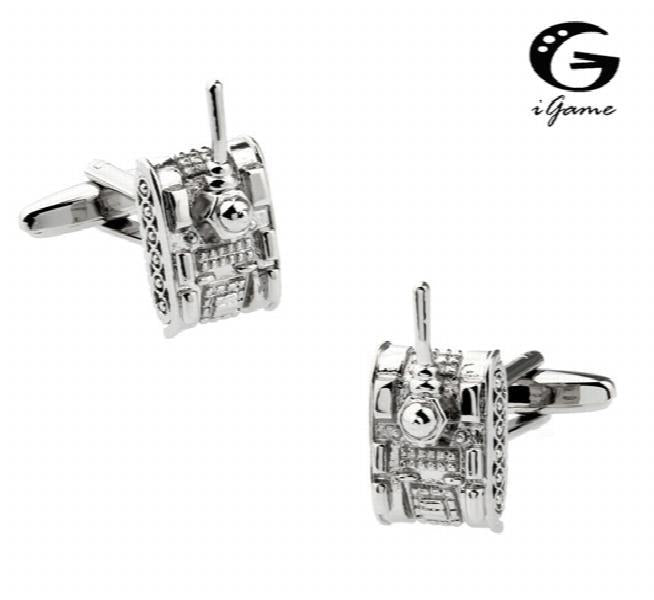 iGame Tank Cuff Links Silver Brass War