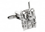iGame Tank Cuff Links Silver Brass War
