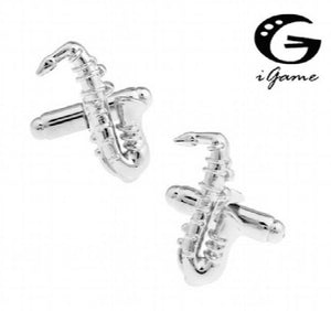 iGame Saxophone Cuff Links Silver Copper Music Instruments