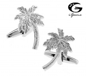 iGame Coconut Tree Cuff Links Silver Brass Material