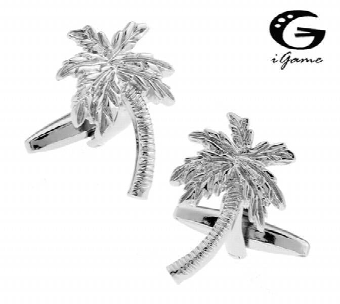 iGame Coconut Tree Cuff Links Silver Brass Material