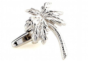 iGame Coconut Tree Cuff Links Silver Brass Material