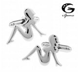 iGame Men's Silver Copper Cuff Links Dancing Girl