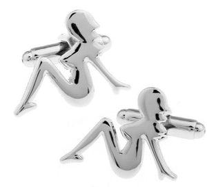 iGame Men's Silver Copper Cuff Links Dancing Girl