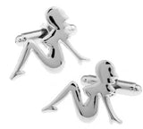 iGame Men's Silver Copper Cuff Links Dancing Girl