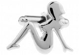 iGame Men's Silver Copper Cuff Links Dancing Girl