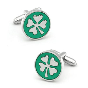 iGame Arrival Cuff Links Green Lucky Clover Brass Material