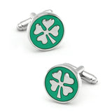 iGame Arrival Cuff Links Green Lucky Clover Brass Material