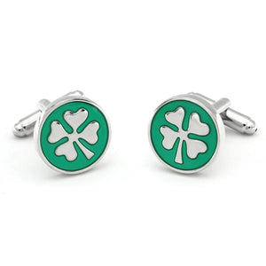 iGame Arrival Cuff Links Green Lucky Clover Brass Material