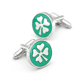 iGame Arrival Cuff Links Green Lucky Clover Brass Material