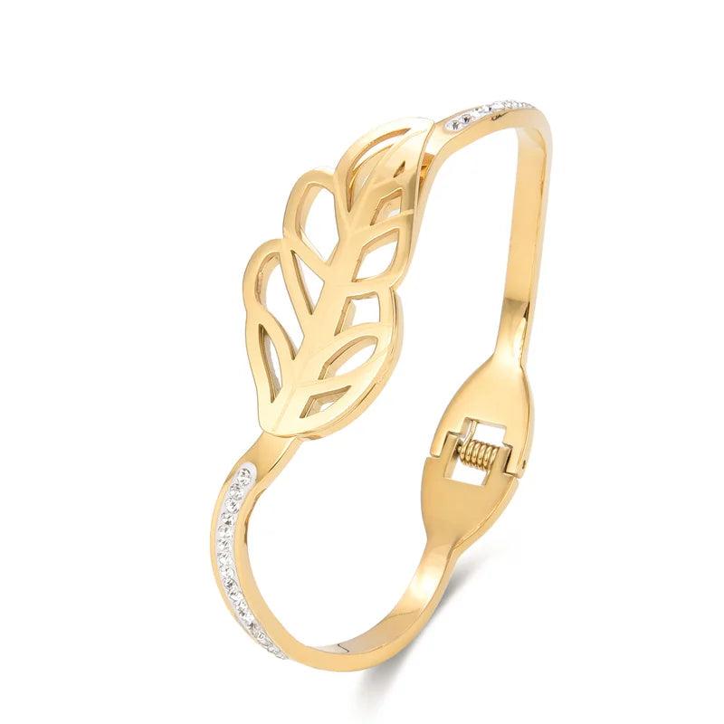 Women Stainless Steel Crystal Cuff Bracelet