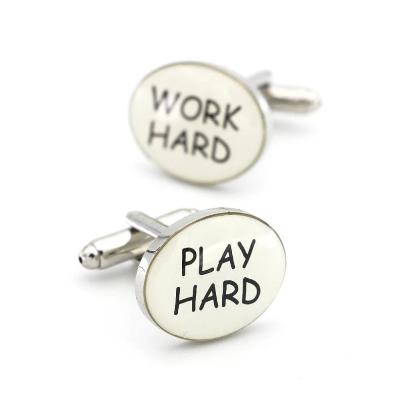 Men's Copper Cufflinks Play Hard Word Hard Wholesale