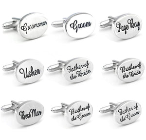 Men's Silver Oval Wedding Cuff Links Groom Groomsman Cufflinks