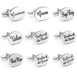 Men's Silver Oval Wedding Cuff Links Groom Groomsman Cufflinks