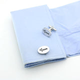 Men's Silver Oval Wedding Cuff Links Groom Groomsman Cufflinks