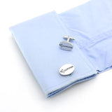 Men's Silver Oval Wedding Cuff Links Groom Groomsman Cufflinks