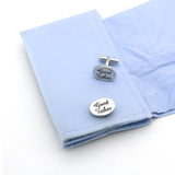 Men's Silver Oval Wedding Cuff Links Groom Groomsman Cufflinks