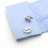 Men's Silver Oval Wedding Cuff Links Groom Groomsman Cufflinks