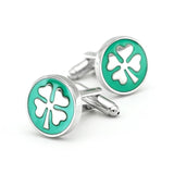 Green Four Leaf Clover Cufflinks Brass Material