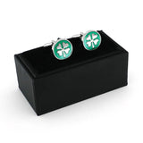 Green Four Leaf Clover Cufflinks Brass Material