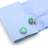 Green Four Leaf Clover Cufflinks Brass Material