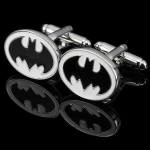 Silvery bat man cuff links for mens shirt