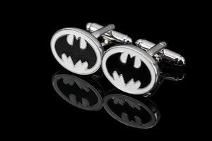 Silvery bat man cuff links for mens shirt