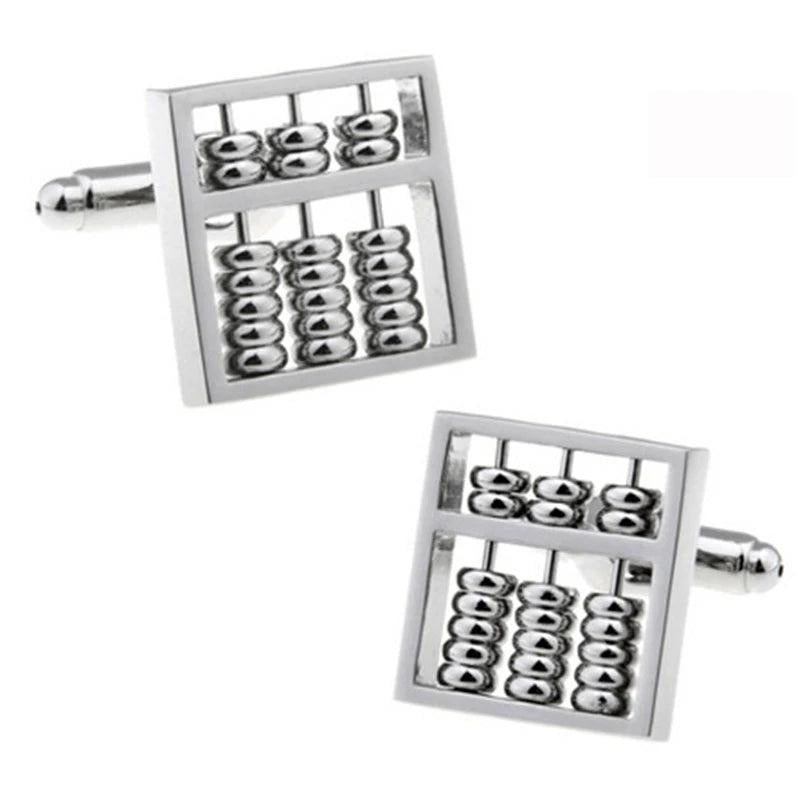 Silvery Abacus Beads Cufflinks French Style Mens Shirt Suit Cuff Buttons