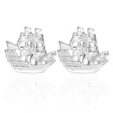 French Long Sleeve Shirt with Sailboat Cufflinks