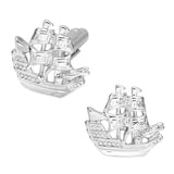 French Long Sleeve Shirt with Sailboat Cufflinks