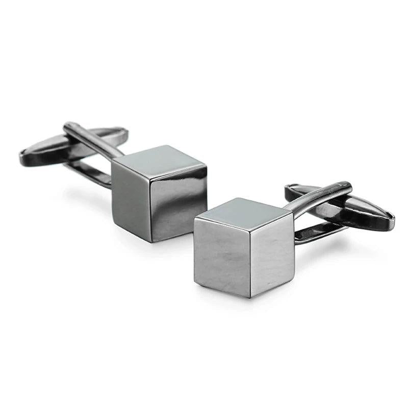 Rhodium Plated Cube Cufflinks French Men Wedding Dress Accessories