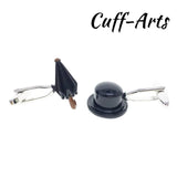 Bowler Hat & Umbrella Cufflinks High Brass French Shirt Cufflinks