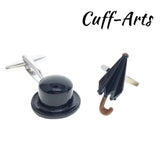 Bowler Hat & Umbrella Cufflinks High Brass French Shirt Cufflinks