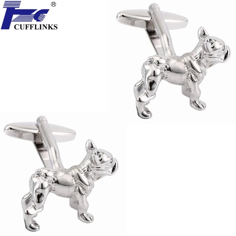 Silver Dog Cufflink Cuff Link 2 Pairs Stainless Steel Material
