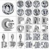 925 Silver A to Z Letter Charm Alphabet Beads for Bracelet DIY Women Jewelry