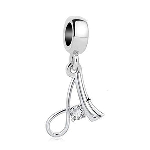 925 Silver 26 A-Z Letter Charm 16th 18th Dangle Pendant Bead for Bracelet DIY