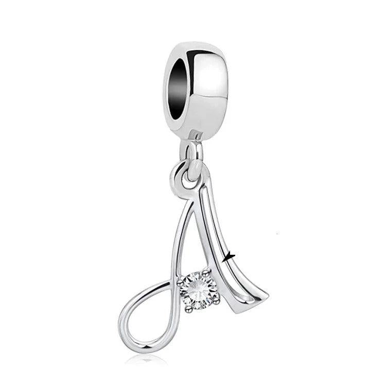 925 Silver 26 A-Z Letter Charm 16th 18th Dangle Pendant Bead for Bracelet DIY