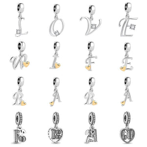 925 Silver 26 A-Z Letter Charm 16th 18th Dangle Pendant Bead for Bracelet DIY