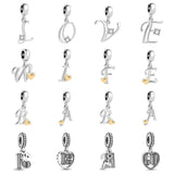 925 Silver 26 A-Z Letter Charm 16th 18th Dangle Pendant Bead for Bracelet DIY