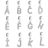 925 Silver A to Clear CZ Alphabet Letter Charms Pendent for Bracelets DIY Neckla