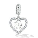 925 Silver Heart Pendant Letter A Platinum Plated Charm Women DIY Jewelry