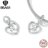 925 Silver Heart Pendant Letter A Platinum Plated Charm Women DIY Jewelry