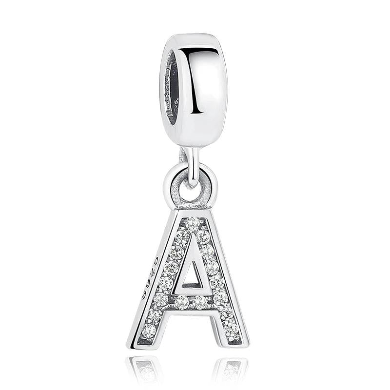 925 Sterling Silver Alphabet Bead Charms for Bracelets&Necklaces