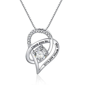 Double Heart Pendant Necklace With 0.3 Crystal - Plata Jewelry