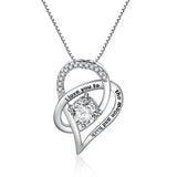 Double Heart Pendant Necklace With 0.3 Crystal - Plata Jewelry